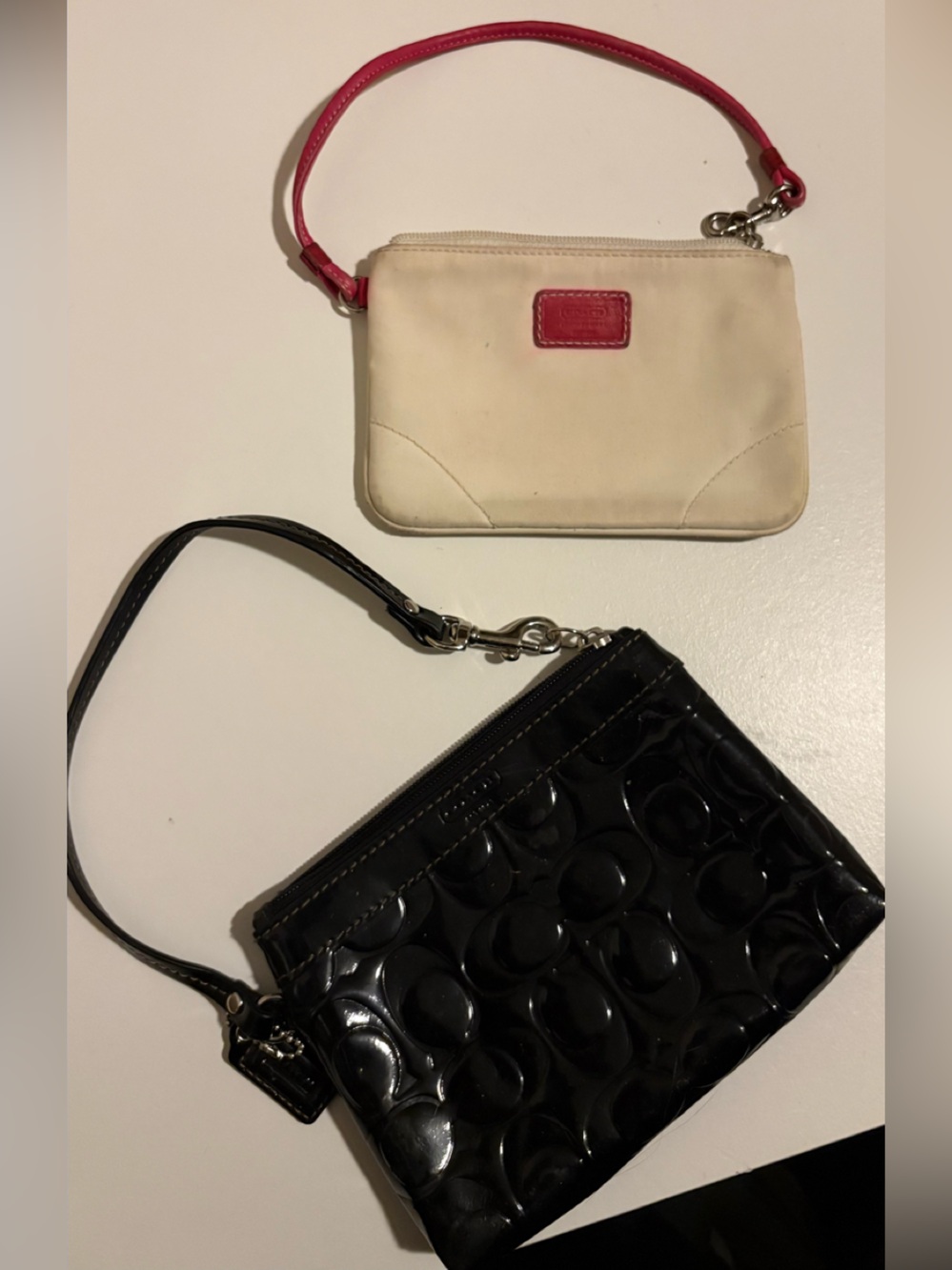 Coach Vintage Wristlet Bundle Set of 2 Canvas & Black Patent Leather